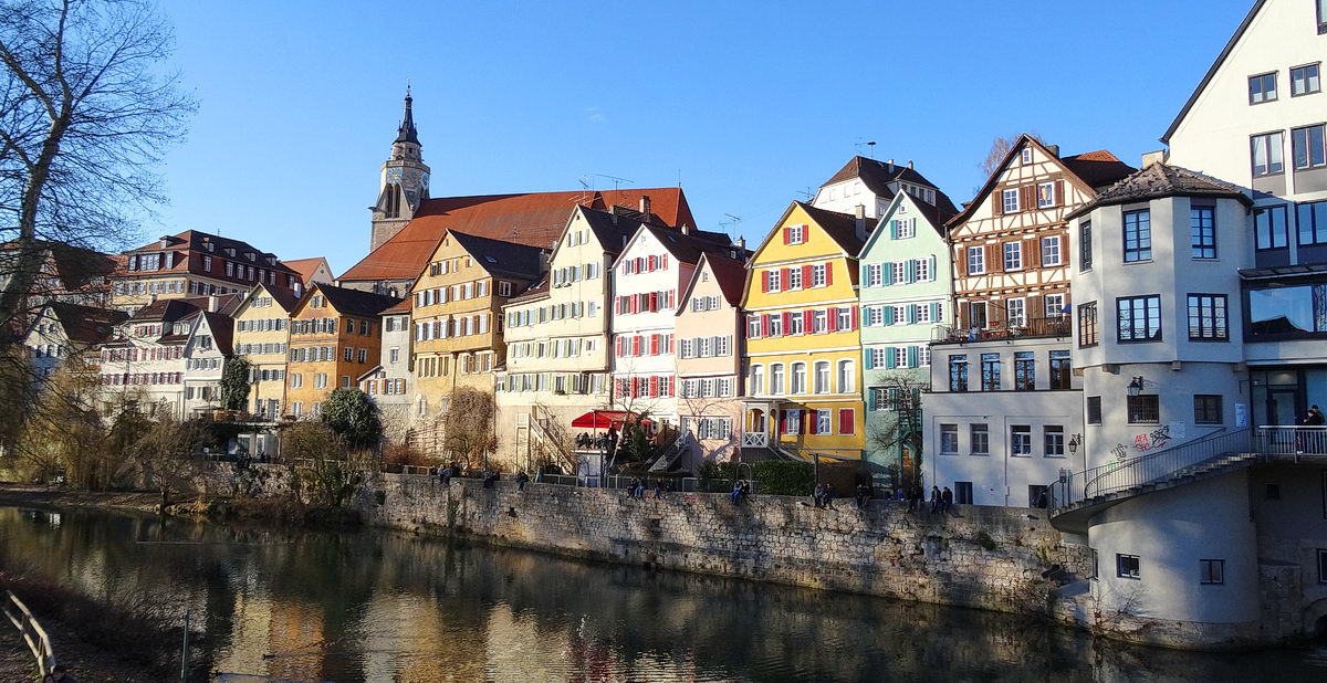 Tübingen von der Neckarinsel fotografiert